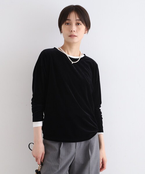 tシャツ 「洗える」コンパクトベロアカットソー レディース INDIVI tシャツ 「洗える」コンパクトベロアカットソー