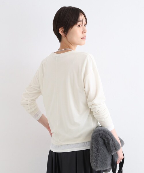tシャツ 「洗える」コンパクトベロアカットソー レディース INDIVI tシャツ 「洗える」コンパクトベロアカットソー