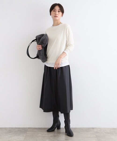 INDIVI tシャツ 「洗える」コンパクトベロアカットソー