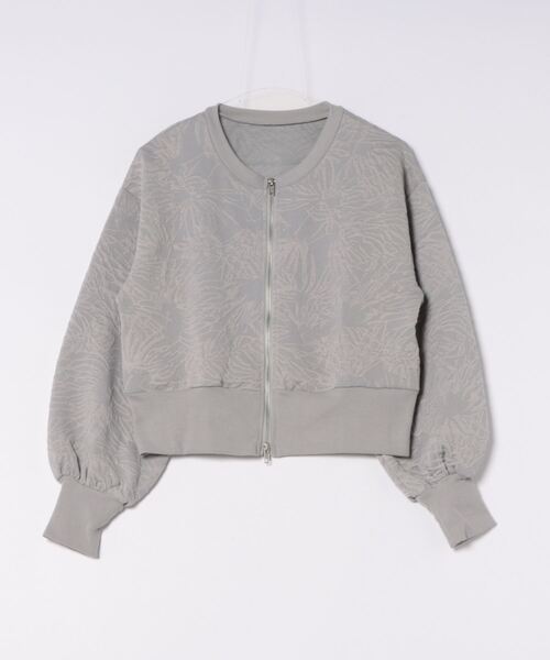 カーディガン 花柄ふくれジャガードカットソーWジップカーディガン レディース STYLEBLOCK カーディガン 花柄ふくれジャガードカットソーW
