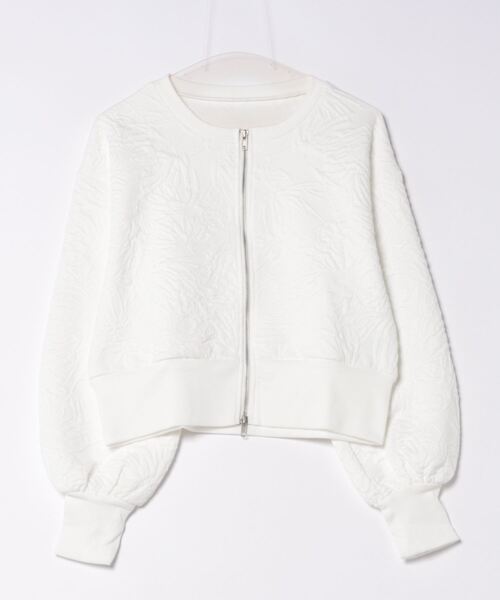 カーディガン 花柄ふくれジャガードカットソーWジップカーディガン レディース STYLEBLOCK カーディガン 花柄ふくれジャガードカットソーW