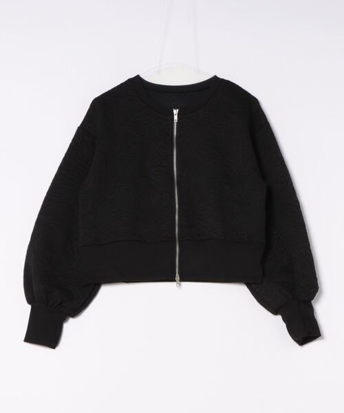 カーディガン 花柄ふくれジャガードカットソーWジップカーディガン レディース STYLEBLOCK カーディガン 花柄ふくれジャガードカットソーW