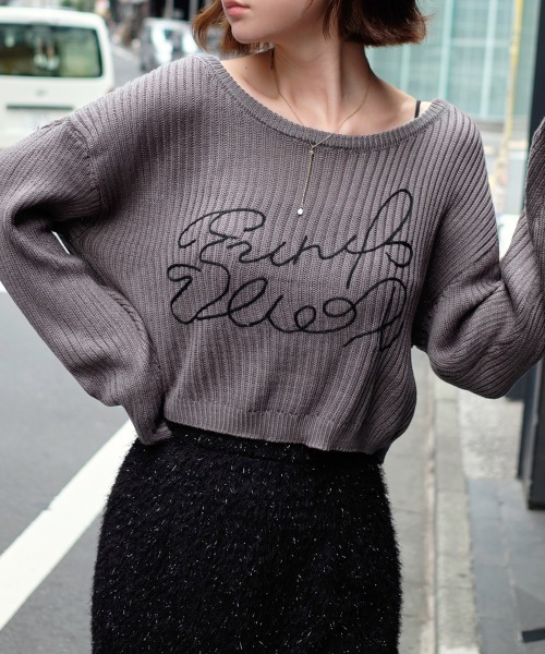 ニット セーター ロゴコード刺繍ニット / 1214270115 レディース ニット セーター コードロゴ刺繍ニットプルオーバー レディース