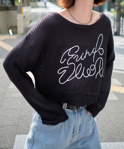 ニット セーター ロゴコード刺繍ニット / 1214270115 レディース tiptop ニット セーター コード刺繍ニットプルオーバー