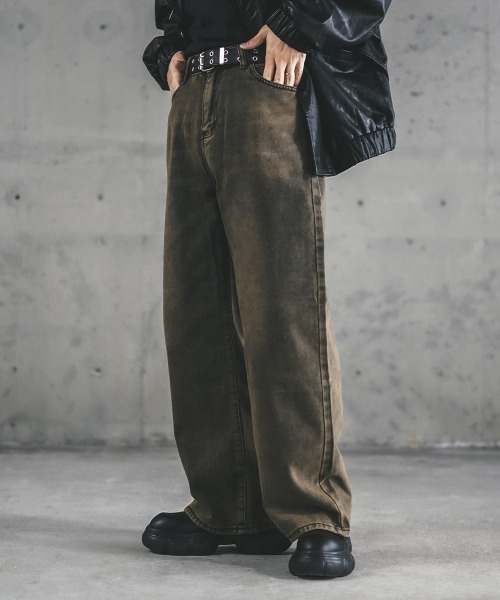 メンズ クロップ デニムパンツ ヴィンテージウオッシュ ジーンズ WYM LIDNM ジーンズ VINTAGE WASHED CURVED DENIM メンズ