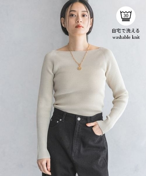 ニット セーター 2WAYボートネックプルオーバー_長袖 レディース A part by ニット セーター 2WAYボートネックプルオーバー_長袖