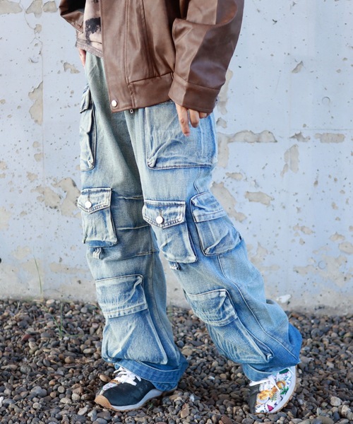 ★送料・関税込★GROVE★KARTELL PANTS★23FW★ Bling Leads カーゴパンツ Z)「BLINGLEADS」DENIM CARGO PANT