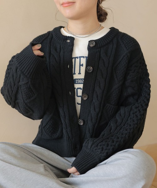 カーディガン 「my fit CLIP/saito企画」着丈選べるケーブルカーディガン レディース studio CLIP カーディガン 「my fit CLIP/saito企画」着丈選べる