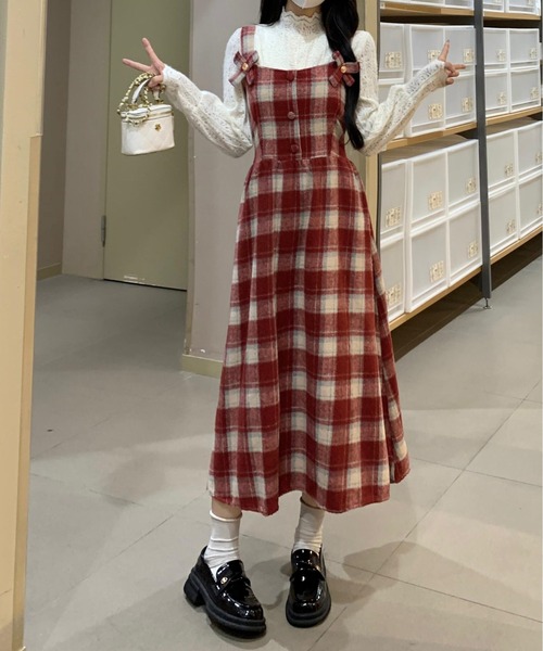 gossip!ロサンゼルス ワンピース Y2K チェック柄スイッチングロング