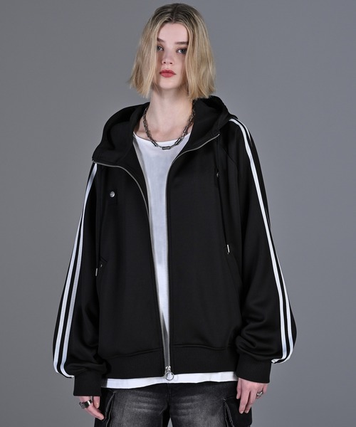 ジャケット・アウター Adrer line sleeve track zip parkerjacke line sleeve track zip parker jacket / ラインスリーブトラック