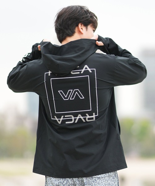 RVCA - ルーカ 長袖 ジップ フード ラッシュガード M.L サイズ UPF50 黒 RVCA ラッシュガード RVCA/ルーカ 長袖 ジップアップパーカー