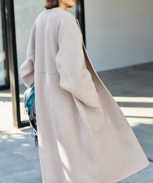 IENA（イエナ） ノーカラーコート 36 グレー レディース : ZOZOTOWN