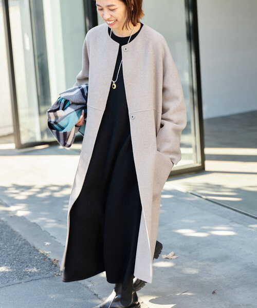 IENA（イエナ） ノーカラーコート 36 グレー レディース : ZOZOTOWN