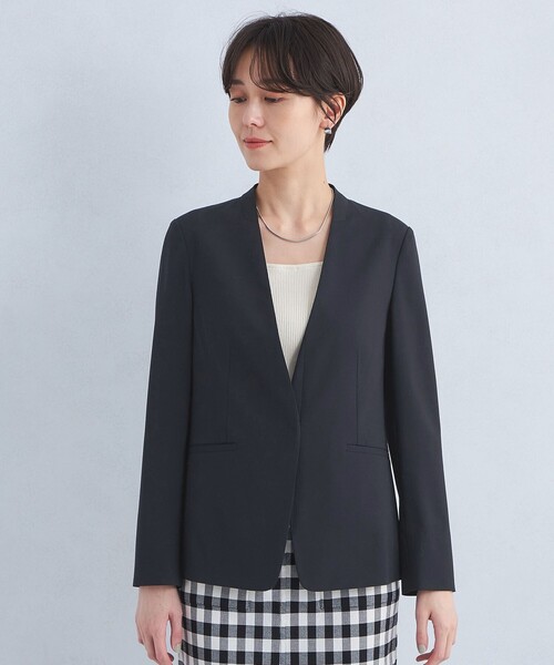 美品 グリーンレーベル ライトカチリラ ノーカラー ジャケット パンツ 38 M green label relaxing ジャケット ノーカラージャケット ライト