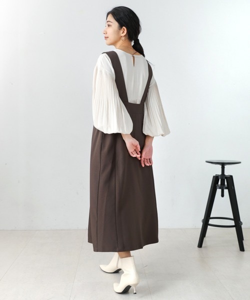 ブージュルード パール　ジャンパースカート　ワンピース　ブラック　ジャンスカ Bou Jeloud（ブージュルード）の「ポケットパール付ジャンパー