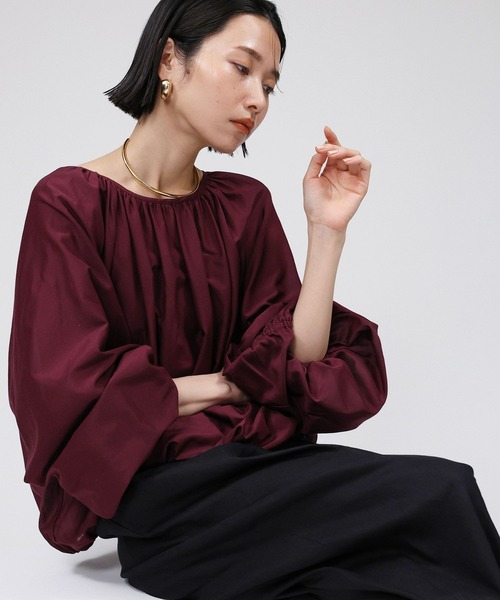 BABYLONE ブラウス シャツ シルクローンギャザーブラウス