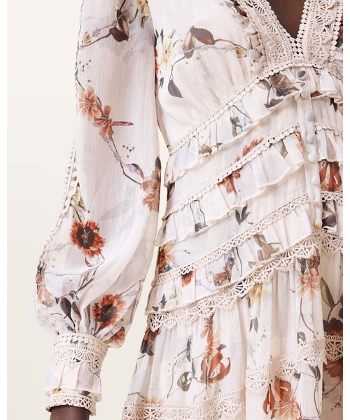 ALLSAINTS（オールセインツ） ワンピース ZORA FLORAL RUFFLE MIDI