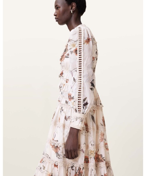 ALLSAINTS（オールセインツ） ワンピース ZORA FLORAL RUFFLE MIDI