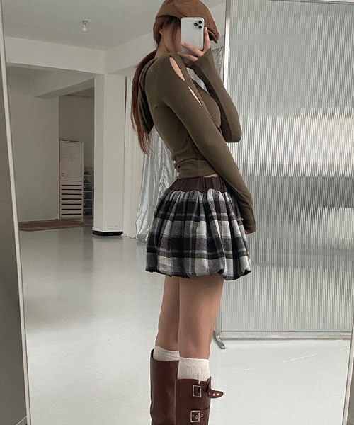 LYEON スカート チェック柄バルーンミニスカート : ZOZOTOWN