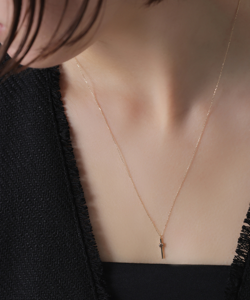 Lilas ネックレス ブラウンH＆Cダイヤバー50cmネックレス K10