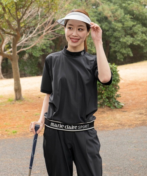 ブラウス シャツ 「marie claire/マリ.クレール」レディース半袖モックネックシャツ　撥水　ゴルフ レディース