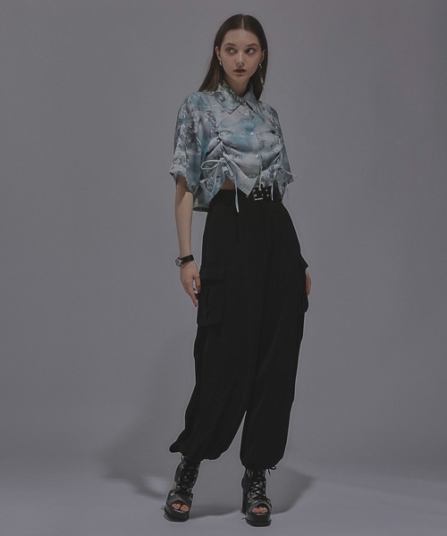 HARE ブラウス シャツ ARTflowerレースアップシャツ(HARE