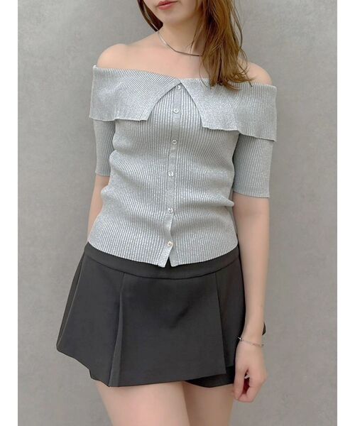 dazzlin ♡ ニットガウチョ dazzlin ニット セーター 2WAYボタンオフショルニットトップス