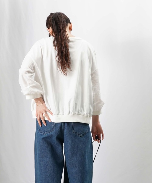 tシャツ LC/LLL シアーストライプブロッキングカットソー レディース LADY LUCK LUCA tシャツ LC/LLL シアーストライプブロッキング