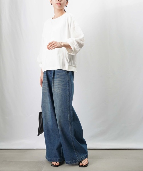 tシャツ LC/LLL シアーストライプブロッキングカットソー レディース LADY LUCK LUCA tシャツ LC/LLL シアーストライプブロッキング