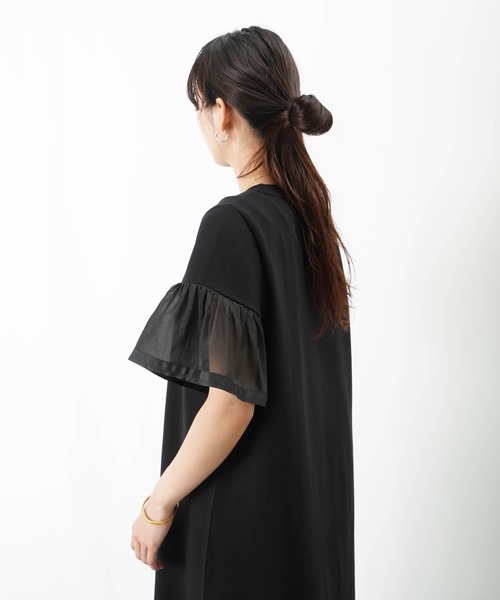 LUCA/LADY LUCK LUCA袖フリルテープワンピース　黒 LADY LUCK LUCA ワンピース LC/LLL 袖フリルテープワンピース