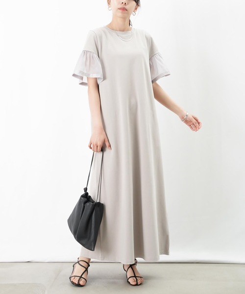 LUCA/LADY LUCK LUCA袖フリルテープワンピース　黒 LADY LUCK LUCA ワンピース LC/LLL 袖フリルテープワンピース