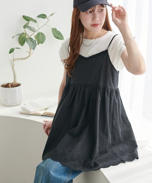 洋服屋　レース使いのオシャレなチュニック　サイズL 楽天市場】【お買い物マラソン】 チュニック 大きい サイズ