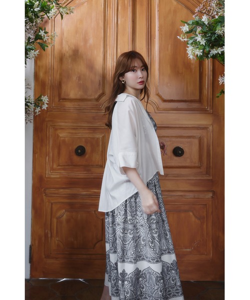 トップス herlipto Linen-Blend Easy Shirt White Linen-Blend Easy Shirt