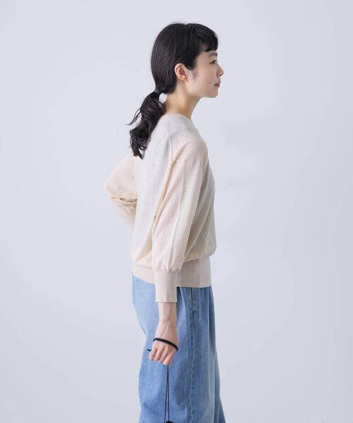 かぐれ セーター かぐれ ニット セーター コットンエアリー7分袖プルオーバー