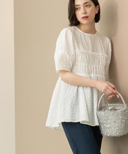 「OPAQUE.CLIP」 半袖チュニック 38 ホワイト レディース_画像2