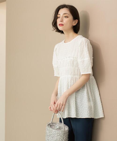 「OPAQUE.CLIP」 半袖チュニック 38 ホワイト レディース_画像5