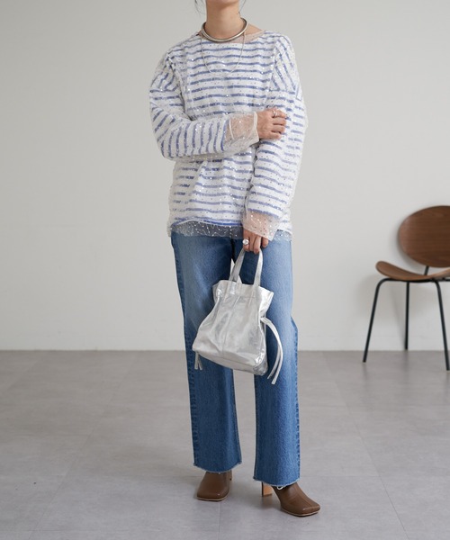 「SHENERY」 長袖カットソー FREE ブルー レディース_画像9