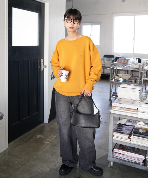 トレーナー スウェット ボートネックカラフル刺繍スウェット