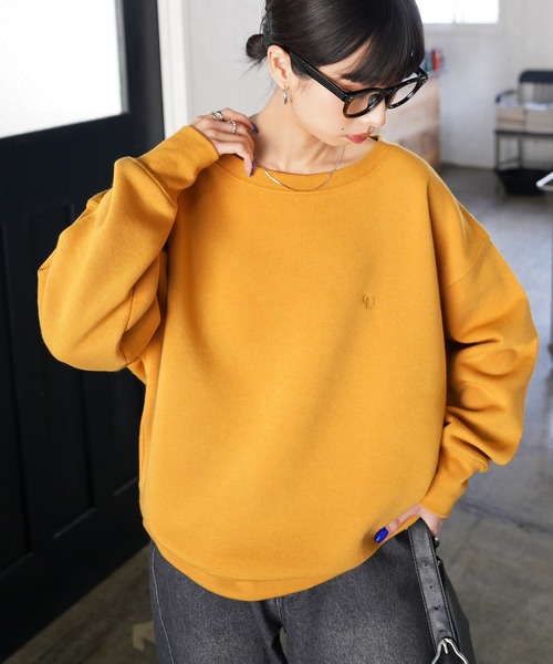 トレーナー スウェット ボートネックカラフル刺繍スウェット