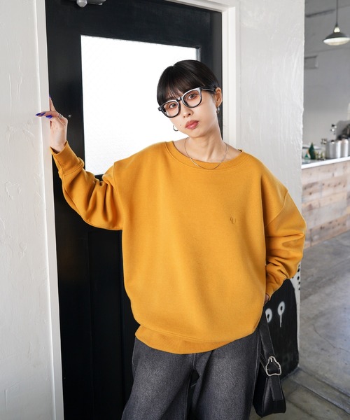 トレーナー スウェット ボートネックカラフル刺繍スウェット