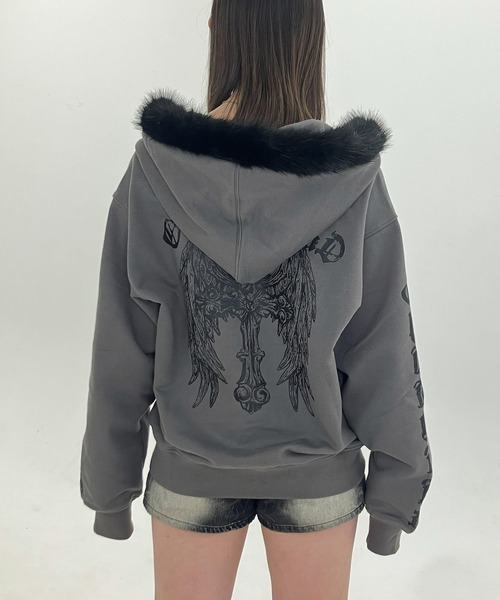 OY（オーワイ） パーカー 「OY/オーワイ」GOTHIC CROSS FAUX FUR