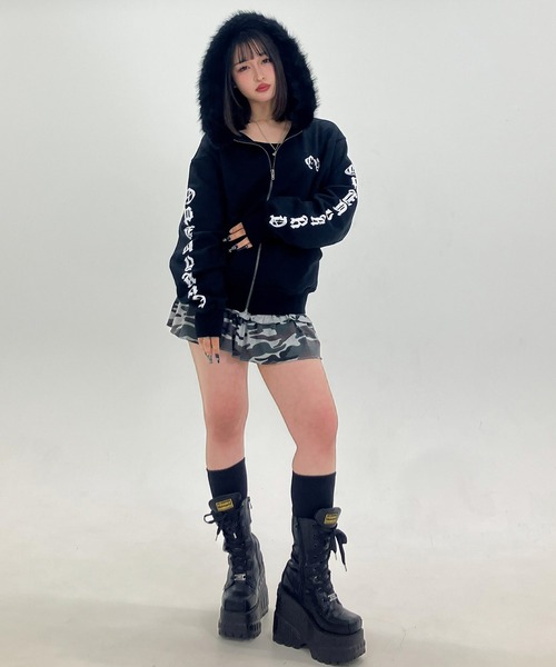 【新品2点セット】Aoooオーバーサイズ ロンT & バズーカキーチェーン OY/オーワイ』 GOTHIC CROSS HOODIE ZIP UP/ゴシッククロスジップ