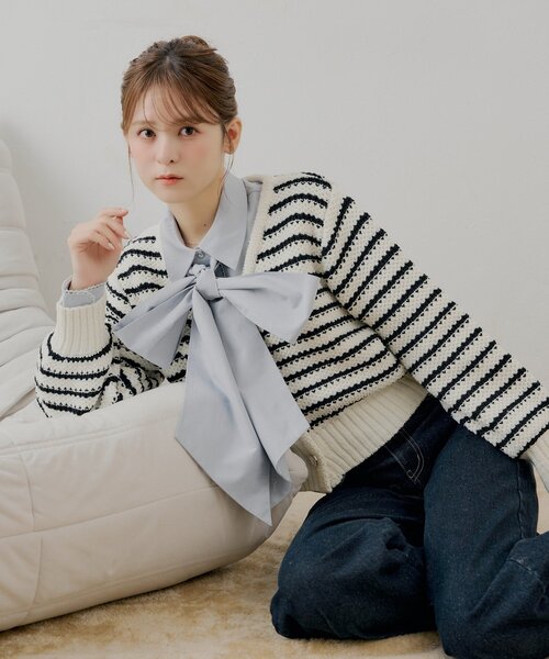 Chico（チコ） ブラウス シャツ 「SALON by Chico」リボン付きレース