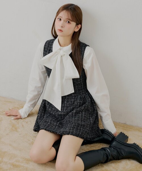 Chico（チコ） ブラウス シャツ 「SALON by Chico」リボン付きレース