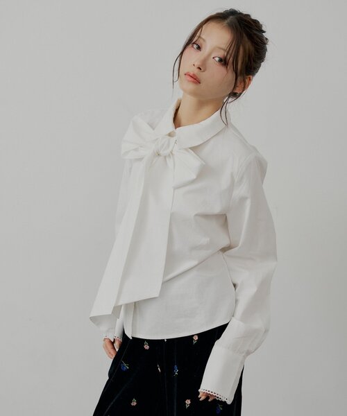 Chico（チコ） ブラウス シャツ 「SALON by Chico」リボン付きレース