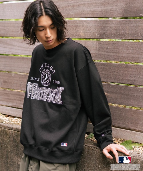 MLB クルーネックスウェット MLB トレーナー スウェット MLB/エムエルビー MLB CREW エンボス加工