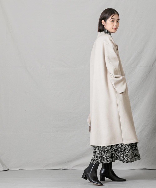 「Gready Brilliant」 ノーカラーコート 38 グレイッシュベージュ レディース_画像3