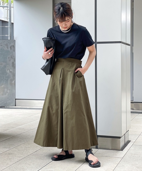 「AP STUDIO」 「SCENTOF」ロングスカート 38 カーキ レディース_画像3