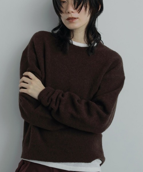 Layered Scarf Knit anuke アンヌーク　ブラウン anuke（アンヌーク） 美品 Layered Scarf Knit レイヤード スカーフ
