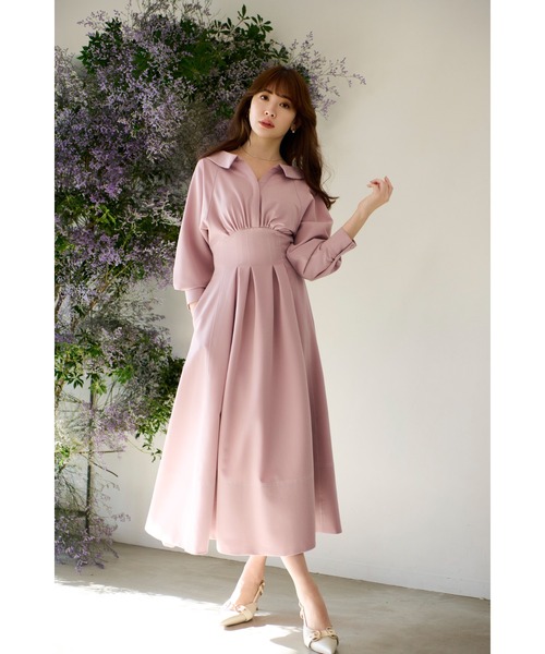 【タグ付き未使用品】フランシュリッペ　ワンピース　ゆったりシルエット　ピンク ロジータ ROJITA クロスベルトBIG衿ワンピース （ピンクブラウン